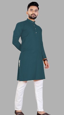 MAHYA Men Solid Straight Kurta(Dark Green)