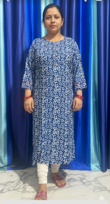 RIDDHI Women Printed A-line Kurta(Blue)