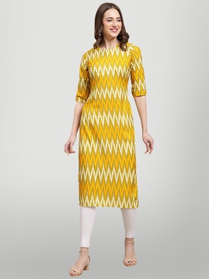 1 Stop Fashion Women Printed Straight Kurta(Yellow)