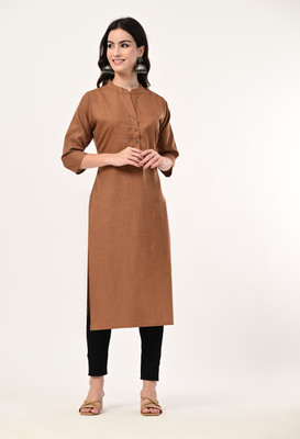 MAURYA Women Solid Straight Kurta(Brown)