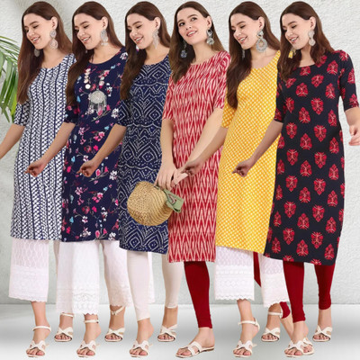 1 Stop Fashion Women Printed Straight Kurta(Multicolor)