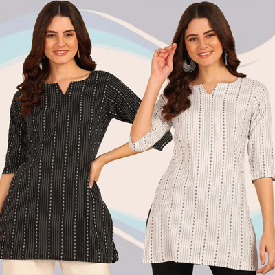 VIRHAN Women Striped A-line Kurta(Multicolor)