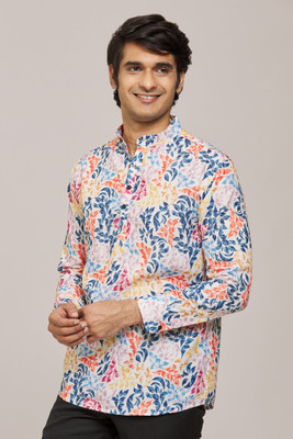 ZURINE Men Colorblock A-line Kurta(Multicolor, Grey)