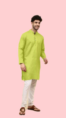 Anuj Fashion Men Solid A-line Kurta(Green)