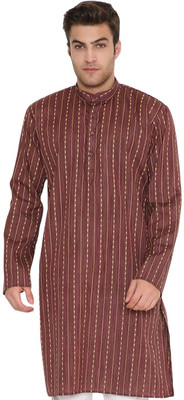 MAHARAJA Men Woven Design Straight Kurta(Maroon)