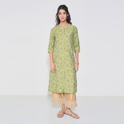 Rangmanch by Pantaloons Women Solid A-line Kurta(Green)
