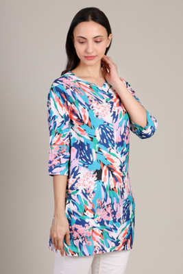 StyloQueen Women Printed A-line Kurta(Blue)