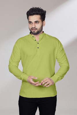 Kavyangle Creation Men Solid Straight Kurta(Light Green)