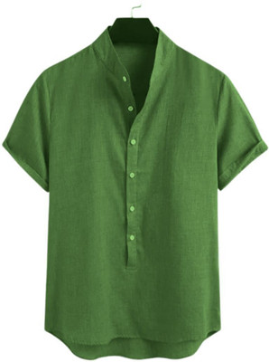 SuperTrend Men Embroidered Straight Kurta(Dark Green)