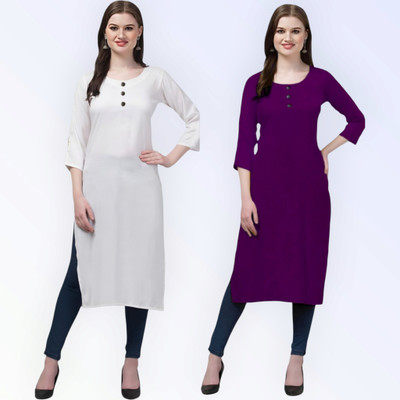 Coft Women Self Design, Solid Straight Kurta(Multicolor)