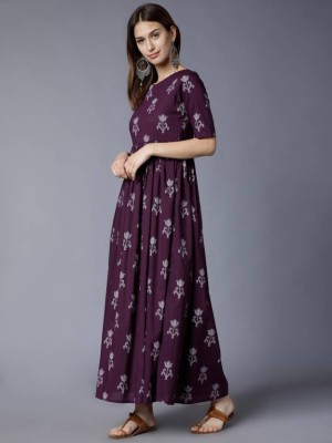 JAS CREATION Women Printed Flared Kurta(Purple)