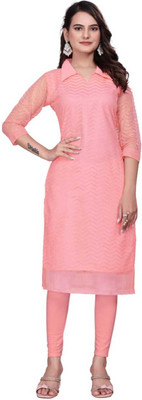 NV CREATION Women Self Design A-line Kurta(Light Green)