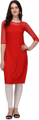 Maheshvi Women Solid Straight Kurta(Red)