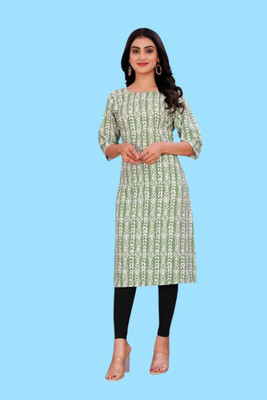 Tulsii Fab Women Printed Anarkali Kurta(Light Green)