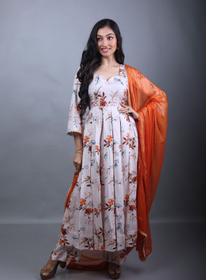 Pavora Women Floral Print Anarkali Kurta(Multicolor)