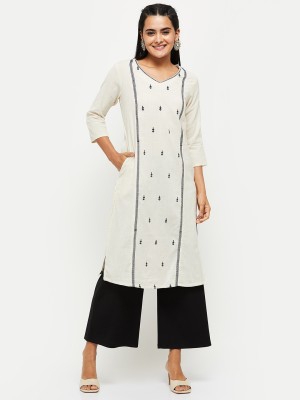 MAX Women Printed Straight Kurta(White)