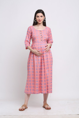 VARICOS Women Printed A-line Kurta(Pink)