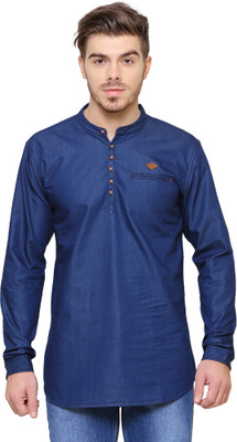 KUONS AVENUE Men Solid Straight Kurta(Blue)