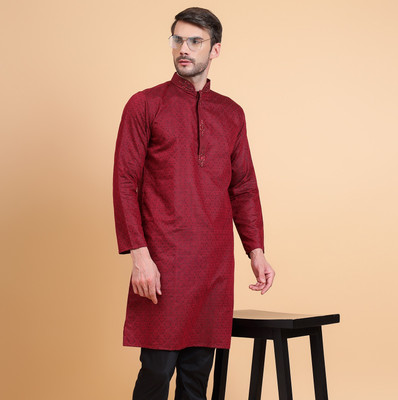 sultan apparels pvt ltd Men Printed Straight Kurta(Maroon)