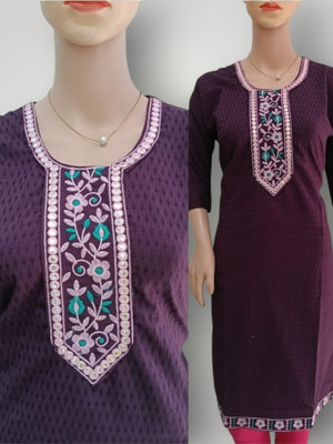 Josh Women Embroidered Straight Kurta(Purple)