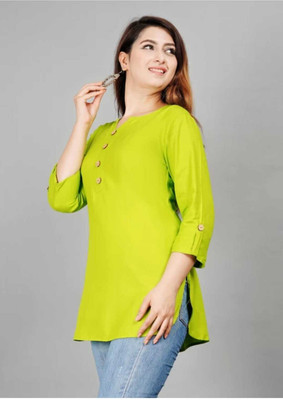 Swati enterprises Women Solid A-line Kurta(Green)