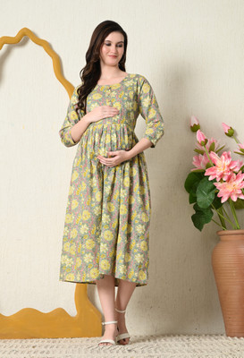 Silakiva Women Paisley, Printed Anarkali Kurta(Yellow)