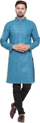 Sayesha Men Solid Straight Kurta(Blue)