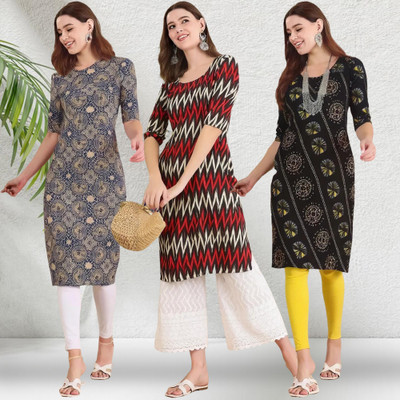 1 Stop Fashion Women Printed A-line Kurta(Multicolor)