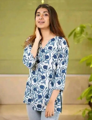 Prabhati Women Printed Straight Kurta(Blue)