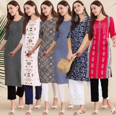 1 Stop Fashion Women Printed Straight Kurta(Multicolor)