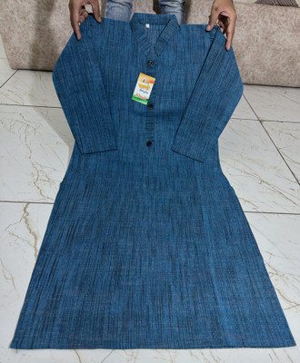 AA ENTERPRISES Women Self Design Straight Kurta(Dark Blue, Blue)