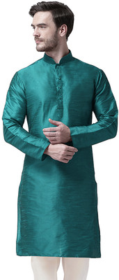 SG LEMAN Men Self Design Straight Kurta(Dark Green)