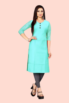 Coft Women Solid Straight Kurta(Blue)