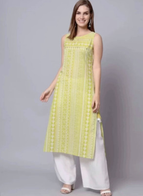 Bhande Balaji Women Printed A-line Kurta(Green)