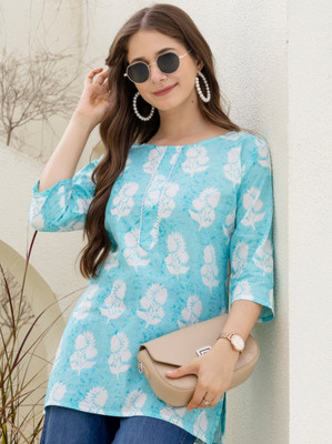 Surhi Women Embroidered, Striped Straight Kurta(Light Blue)