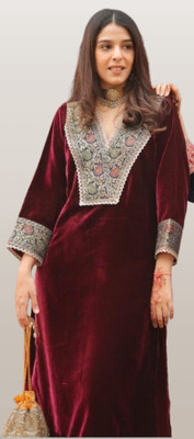 Akshita Women Embroidered Ethnic Dress Kurta(Maroon)