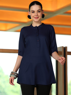LIBAS Women Solid Straight Kurta(Blue)