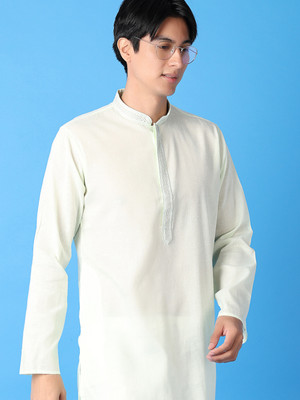 V-MART Men Solid A-line Kurta(Light Green)