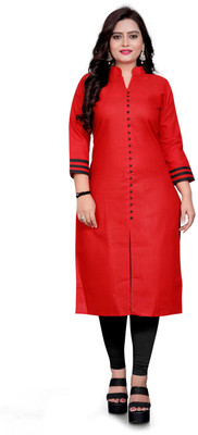 Jg Enterprise Women Solid A-line Kurta(Red)