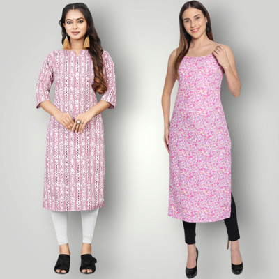HouseOfCommon Women Self Design Straight Kurta(Multicolor)