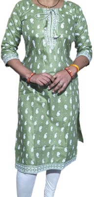 ARCOLLECTION Women Printed A-line Kurta(Light Green)