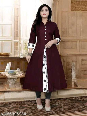Texpa Fashion Women Printed A-line Kurta(Maroon)