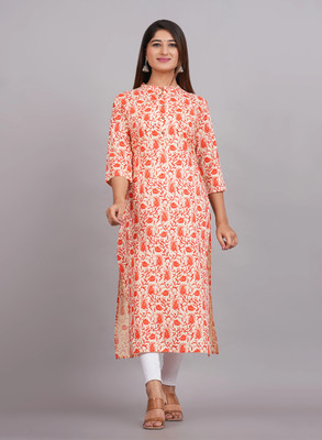 Glowworld Women Printed Straight Kurta(Red)