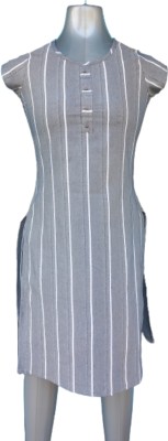 Aneesstore Women Striped Straight Kurta(Grey)