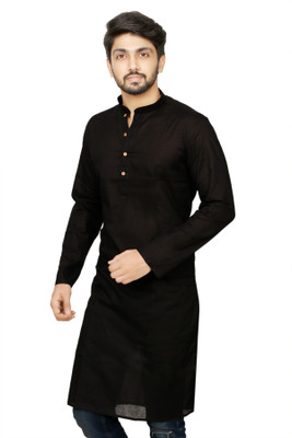 Dolphin Miles Men Solid Straight Kurta(Black)