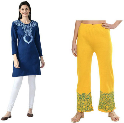 Indeweaves Women Self Design Straight Kurta(Multicolor)