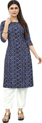 MARIDI FASHION Women Self Design Straight Kurta(Dark Blue)
