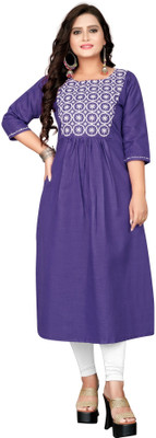 Lerkiza Women Embroidered Anarkali Kurta(Light Blue)