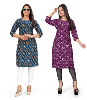 shilpa synthetic Women Printed A-line Kurta(Multicolor)