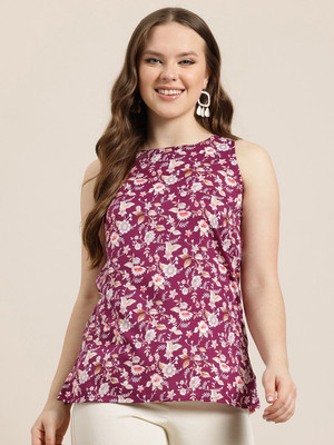 HERE&NOW Women Printed A-line Kurta(Maroon)